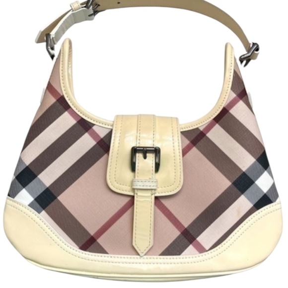 Burberry Brooke hobo nova check with white cream patent leather - Picture 1 of 13